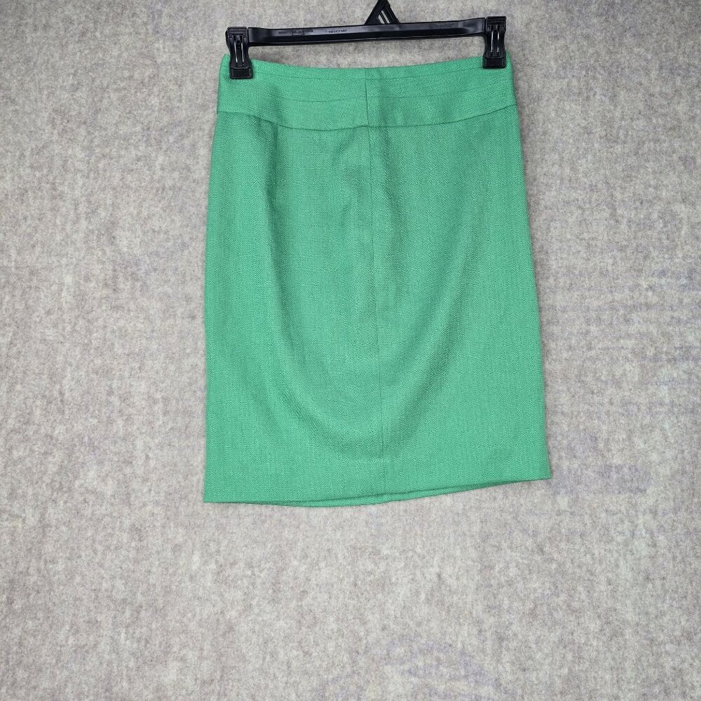 Green Herringbone Pencil Skirt With Back Zipper Size 2